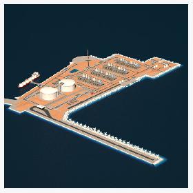 3D LNG Terminal Island and Ship